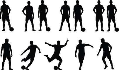 Soccer Player Silhouette Poses Action Ball Sport Athlete Dynamic Movement football