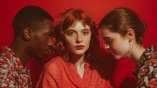 Love Triangle | Polyamores Paar k&uuml;sst zu dritt