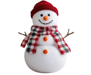 Cheerful Snowman Decorated with a Red Hat and Scarf, Perfect for Winter Holidays and Festive Celebrations Surrounded by Snow
