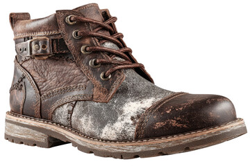 Stylish and Rugged Leather Boot Featuring Distressed Design with Durable Constructed Sole and Versatile Lace-Up Closure for Modern Fashion Enthusiasts