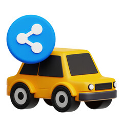 Share Car 3D Icon Isolated On The Transparent Background