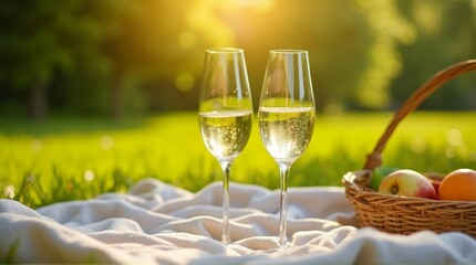 Celebrate summer with a picnic and champagne in a sun-drenched meadow, creating unforgettable memories and moments of pure joy and carefree bliss