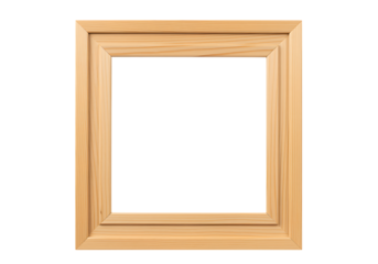 Realistic wooden picture frame with detailed molding ideal for digital art on transparent background.