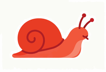 A side-view illustration of a vibrant red snail with a large shell, two antennae, on a white background