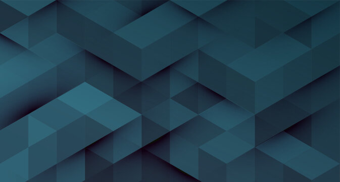 Fototapeta Dark Blue geometric abstract background. Triangles and Cubes Pattern. Modern Graphic Design BG for banner, flyer, card, cover, or brochure
