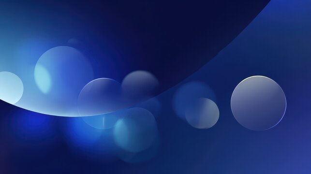 Luxurious dark blue banner with glossy shine and soft bokeh, ample space for text