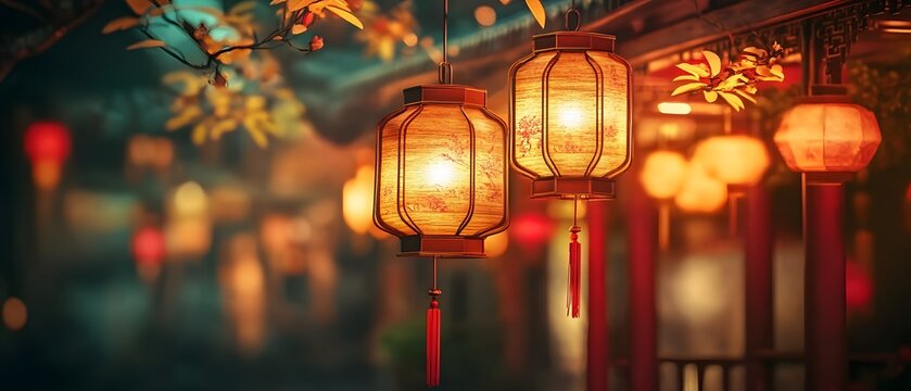 Chinese lantern at night.