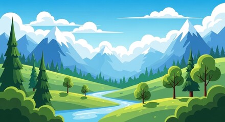 Obraz premium summer landscape with mountains