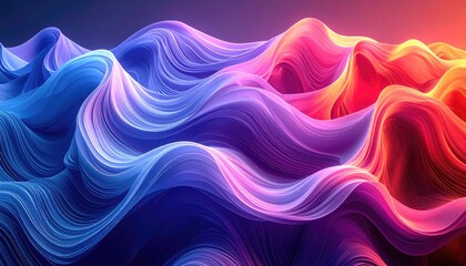 Abstract wavy pattern with a gradient of blue, purple, and red colors 