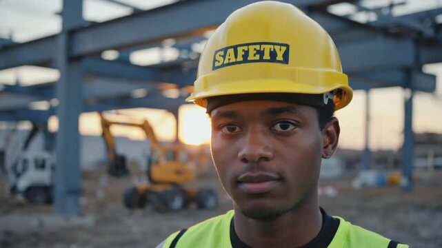 Construction hat with the word Safety.	
