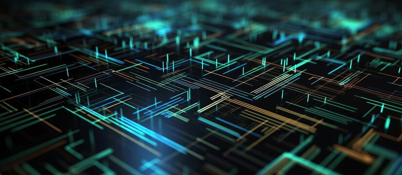 Abstract high tech digital technology background made of particles and metallic plates