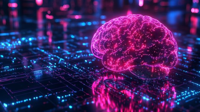 Central computer processors and CPU mockup in 3D for quantum computing, data analysis, and graphics. Neon pink futuristic GPU chip designs for online business and microchip, Generative AI