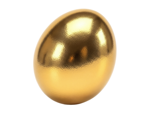 Shiny golden egg isolated PNG on transparent background, symbol of wealth and prosperity for Easter and investment concepts