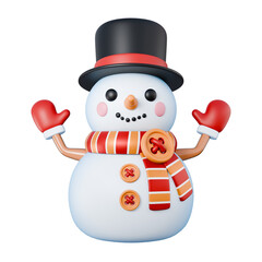 Snowman waving both hands 3D
