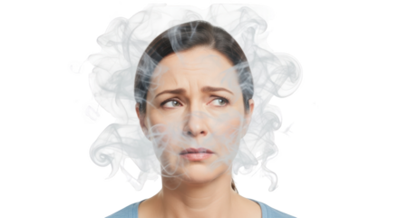 Beautiful visual representation of woman, smoke, cloud emphasizing realism and artistic photography approach for modern branding and lifestyle representation