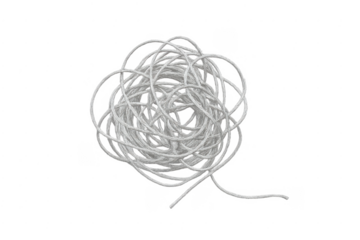 Tangled white string knot creating complex problem