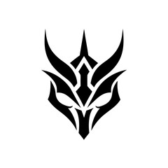 Bold stylized dragon head crest, heraldic emblem for gaming, fantasy, or mythical strength vector