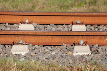 Obraz premium Eisenbahnschienen und Schwellen, Deutschland