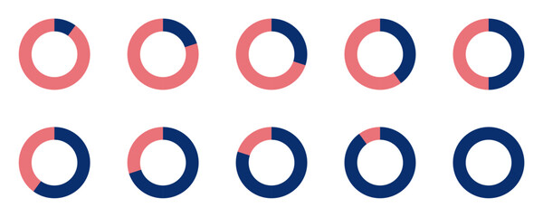 Circular Progress Icons Set,Loading Bar Percentage Indicators