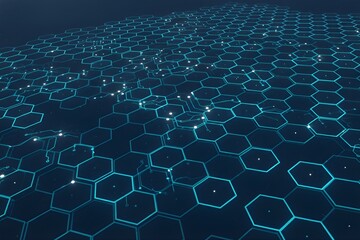 Naklejka premium Blue Hexagon Network Technology Grid Futuristic Digital Connection Background