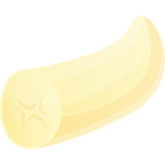 Half Peeled Banana with Yellow Skin and Visible Fruit Texture on a Transparent Background