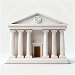Obraz premium 3d icon of a courthouse building isolated on a white background, symbolizing justice, law, legal proceedings, and the judicial system