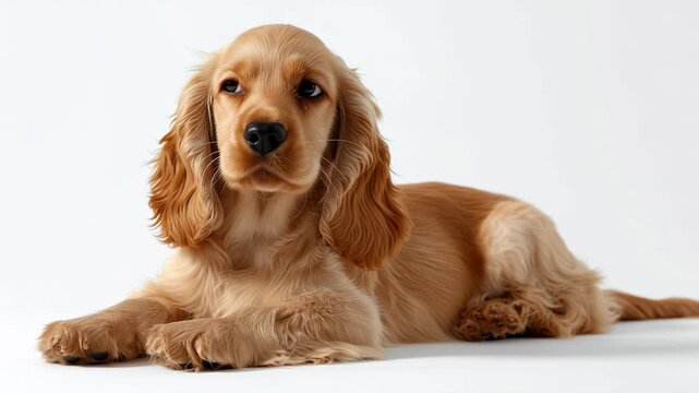 Golden cocker spaniel puppy relaxes and enjoys a peaceful moment indoors