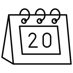 20 Calendar Date Icon Vector