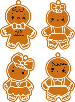 Cute toddlers gingerbread ornament svg, little boys and girls, kids, christmas tree hanger, personalized name, custom gifts, rustic farmhouse decor, laser ready cut file, glowforge silhouette cricut, 