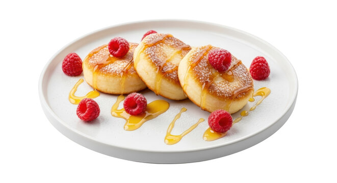 Cottage scene showing syrniki, pancake, pancakes in modern environment with natural lighting for modern branding and lifestyle representation