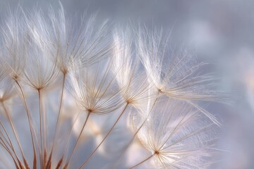 Obraz premium Delicate close-up of airy seed heads against a softly blurred, pastel background