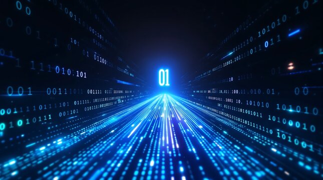 Digital binary code background technology data stream network security abstract wallpaper future concept