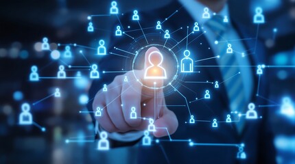 Human resources management hr technology social network connection digital transformation concept