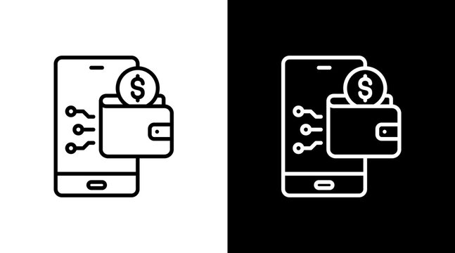 Digital Wallet White Icon Set Design
