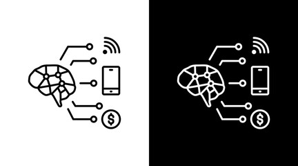 Quantum Brain White Icon Set Design