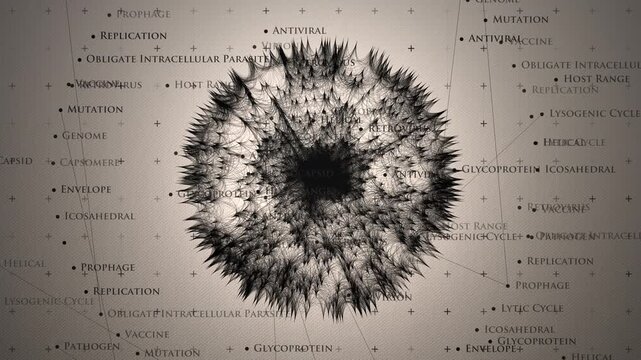 Animated human cell virus infection with medical description labels