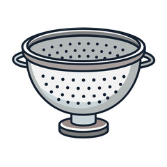 Silver metal colander with handles and stand strainer