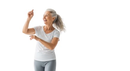 Creative concept of senior, woman, elderly captured from joyful perspective for digital content use