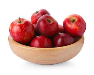 Fresh red apples in bowl isolated on white