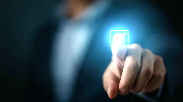 AI technology for document verification defocused data validation, faceless businessman analysis, artificial intelligence visualization, blurred authentication background, digital