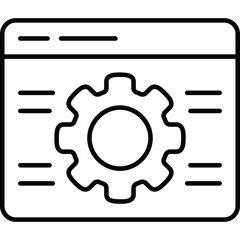 Illustration of a Cogwheel Inside a Browser Window Interface Representing System Settings and Configuration on a Transparent Background