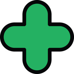 Green Plus Symbol With Black Outline Isolated On Transparent Background Medical Healthcare Symbol Simple Vector Graphic