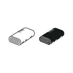 Usb type c connector icon set in outline and solid style