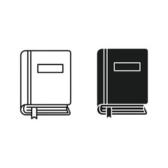 Set of two book icons, outline and solid, isolated on
