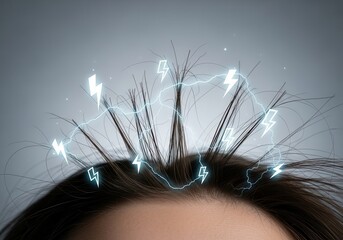 electrified hair and lightning icons