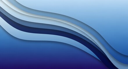 Abstract blue wave background with layered paper cut style design and gradient colors, modern flowing lines