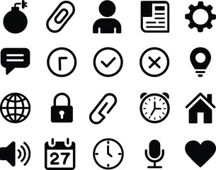 Collection of essential and common user interface icons