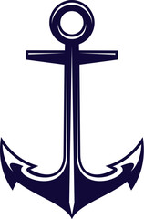 Boat ship anchor maritime heraldry sign. Ship heavy anchor maritime crest symbol, vessel metal anchor marine heraldry vector element. Yacht iron hook navy ancient coat of arms sign or object