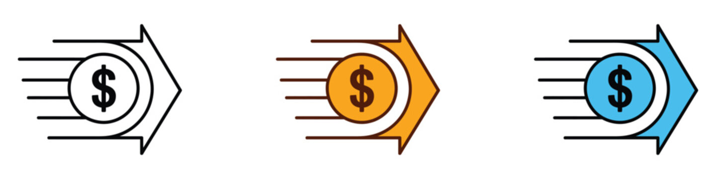 Fast pay icon vector. Accelerated financial growth, quick payment transfer to bank symbol. vector illustration.