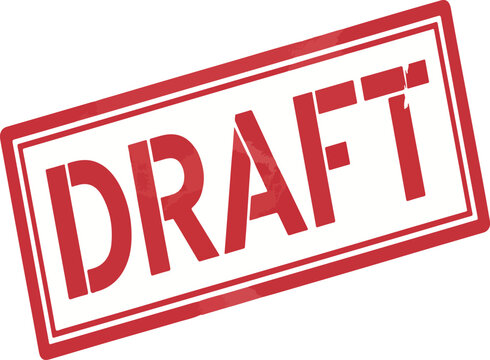 Red Slanted Rectangular "DRAFT" Rubber Stamp Graphic
